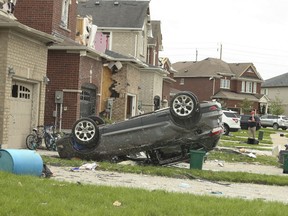 The destruction is seen on Friday, July 16, 2021, the day after a tornado tore through south Barrie.