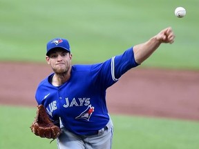 Steven Matz of the Toronto Blue Jays pitches in the second inning against the Baltimore Orioles at Oriole Park at Camden Yards on July 06, 2021 in Baltimore, Maryland.