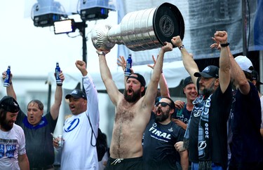 Nikita Kucherov #86 of the Tampa Bay Lightning celebrates during the Stanley Cup victory rally at Julian B. Lane Riverfront Park on July 12, 2021 in Tampa, Florida. (Photo by Mike Ehrmann/Getty Images)