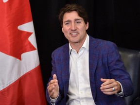 Prime Minister Justin Trudeau meets with Calgary Mayor Naheed Nenshi (not pictured), in Calgary on July 7, 2021.