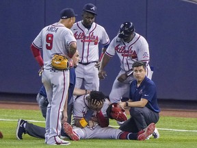 MLB: Braves' Ronald Acuna injures hand after hit by pitch