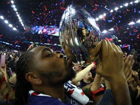 Barkevious Mingo of the New England Patriots celebrates after the Patriots defeat the Atlanta Falcons 34-28  during Super Bowl 51 at NRG Stadium on Feb. 5, 2017 in Houston, Texas.