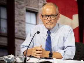 Dr. Kieran Moore attends a press briefing at Queen's Park in Toronto on June 24, 2021. Moore officially took over the job of Ontario's chief medical officer of the health on June 26.