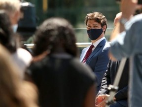 Prime Minister Justin Trudeau during a press conference in Surrey, B.C., on Friday, July 9, 2021