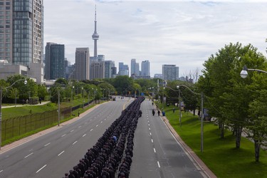 Members of the Toronto Police service form a procession for the funeral of Toronto Police officer Jeffrey Northrup on Monday July 12, 2021.