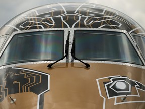 An Embraer E195-E2 is seen on static display, before the opening of the 53rd Paris Air Show at Le Bourget Airport near Paris, France June 14, 2019.