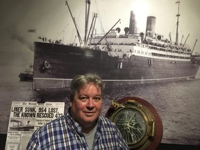Old Mill Heritage Centre curator Rick Nelson with part of his museum's Empress of Ireland exhibit.
