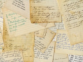 A collage of antique and handwritten recipes.