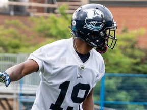 Toronto Argonauts wide receiver Kurleigh Gittens Jr., at training camp in Guelph on Monday. Photo by Adam Krueger/argonauts.ca