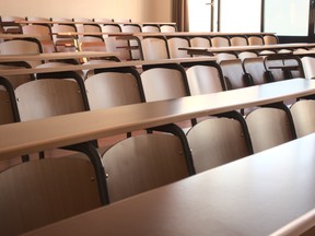 Shot of an empty university classroom.