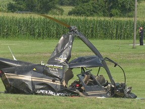 A pilot was transported to hospital Sunday morning after his helicopter crashed in Brantford.