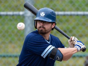 Justin Marra hit one of four homers for the Maple Leafs in Wednesday night's loss to the Barrie Baycats.