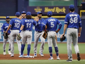 The Toronto Blue Jays ended the first half of their 2021 regular season with a 3-1 win over the Tampa Bay Rays at Tropicana Field on July 11, 2021.