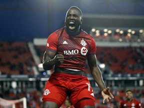 Jozy Altidore of Toronto FC celebrates his goal against Orlando City SC at BMO Field on Saturday.