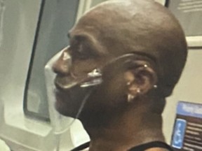 An image released by Toronto Police of a suspect sought in an alleged assault on a TTC subway train June 15, 2021.