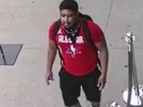 An image released by Toronto Police of a suspect sought in an alleged sex assault on July 19, 2021 in the Dovercourt Road and Bloor Street West area on July 19, 2021.