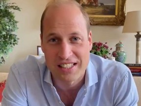 Prince William, Duke of Cambridge, wishes England soccer team best of luck ahead of Euro final, in London, July 11, 2021, in this screengrab obtained by Reuters.