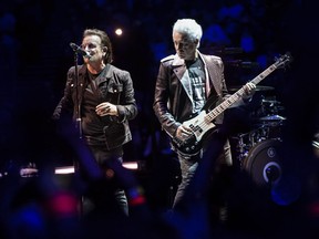 U2 perform at the O2 Arena London on October 23, 2018 as part of their eXPERIENCE + iNNOCENCE World Tour 2018.