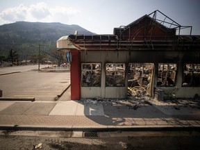 The remains of the village grocery store is seen in Lytton, B.C., on Friday, July 9, 2021, after a wildfire destroyed most of the village on June 30.