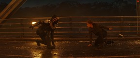 Taskmaster and Black Widow (Scarlett Johansson) get ready to face off.