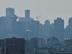 A view of the city after the scorching weather triggered an Air Quality Advisory in Vancouver, British Columbia, Canada June 28, 2021.