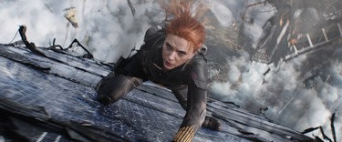 Scarlett Johansson in a scene from Black Widow.