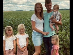 Jake Epp is shown in this photo with his wife Mary and four daughters. He was killed in a July 15 crash in London. (GoFundMe)
