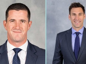 The expansion Seattle Kraken announced the hiring of Paul McFarland, left, and Jay Leach, right, as assistant coaches on Tuesday, July 6, 2021.