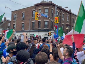 Italy fans celebrate their nation's Euro 2020 victory on Sunday in Little Italy.