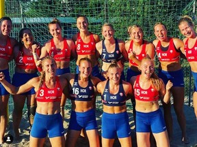 The Norwegian Handball Federation shared this image of the women's team, saying it supported the athletes' stance to push for comfortable uniforms.