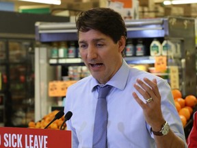 Liberal leader Justin Trudeau makes a campaign stop at Food Fare in a Winnipeg supermarket  on Friday, Aug. 20, 2021.