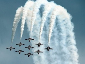Canadian Forces Snowbirds during the 69th annual Canadian International Air Show (CIAS) on Saturday September 1, 2018.