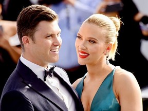 Colin Jost and Scarlett Johansson attend the 26th annual Screen Actors Guild Awards at The Shrine Auditorium on January 19, 2020 in Los Angeles, California.
