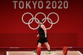 Laurel Hubbard of Team New Zealand on August 02, 2021 in Tokyo, Japan.