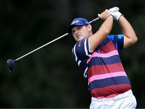 Patrick Reed plays his shot from the fifth tee during the first round of the FedEx St. Jude Invitational at TPC Southwind on August 05, 2021 in Memphis, Tennessee.