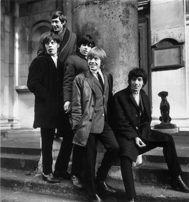 (FILE PHOTO) The Rolling Stones, formed in 1962, released their first album fifty years ago on April 16, 1964 in the UK and May 30, 1964 in the US. 17th January 1964:  British rock group the Rolling Stones, (from left) Charlie Watts, Mick Jagger, Keith Richards, Brian Jones and Bill Wyman, outside St George's Church, Hanover Square, London.  (Photo by Terry Disney/Express/Getty Images)