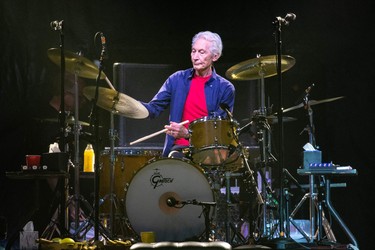 The Rolling Stones drummer Charlie Watts performs on stage during their "No Filter" tour at NRG Stadium in Houston, Texas on July 28, 2019.