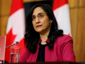 Minister of Public Services and Procurement Anita Anand attends a news conference in Ottawa, Dec. 7, 2020.