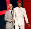 NBA commissioner Adam Silver (left) and Scottie Barnes pose for photos NBA commissioner Adam Silver (left) and Scottie Barnes pose for photos during the 2021 NBA Draft