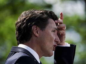 Prime Minister Justin Trudeau holds a press conference after meeting with Governor General Mary Simon and triggering an election at Rideau Hall in Ottawa on Sunday, Aug 15, 2021.