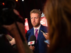 Liberal Leader Iain Rankin makes remarks after being defeated in the Nova Scotia provincial election, in Halifax, Tuesday, Aug. 17, 2021. Kelly Clark/THE CANADIAN PRESS