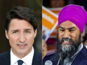 Liberal Leader Justin Trudeau (L) and the NDP's Jagmeet Singh