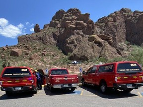 Technical Rescue Teams on scene at Camelback Mountain for reports of a missing hiker.