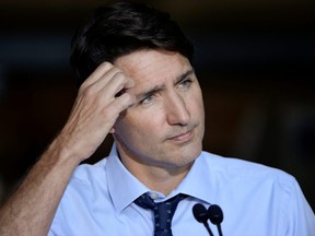 Canada's Prime Minister Justin Trudeau during a news conference in Longueuil, Quebec, Canada on Aug. 16, 2021.