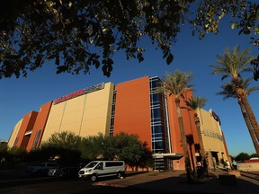 General view outside Gila River Arena before an NHL game between the Arizona Coyotes and the Philadelphia Flyers on October 15, 2016 in Glendale, Arizona.