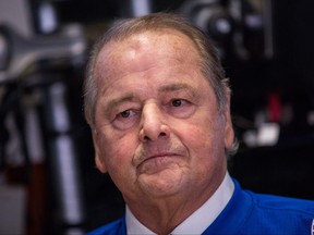 Retired professional hockey player Rod Gilbert visits the floor of the New York Stock Exchange after helping ring the opening bell on Oct. 8, 2015 in New York City.