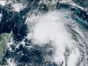 This RAMMB National Oceanic and Atmospheric Administration(NOAA) satellite handout image shows Hurricane Ida on Aug. 27, 2021.