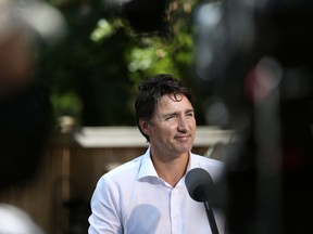 Canada's Liberal Party Leader and Prime Minister Justin Trudeau speaks during a news conference on Aug. 31, 2021 in Ottawa.