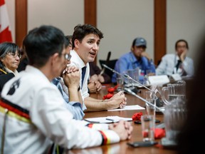 A delegation of youths with Nishnawbe Aski Nation meet with Prime Minister Justin Trudeau to discuss challenges First Nation youth in Northern Ontario face in their communities and their lives.