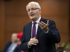 Minister of Transport Marc Garneau responds to a question during Question Period in the House of Commons in Ottawa, Tuesday, Nov. 3, 2020.
